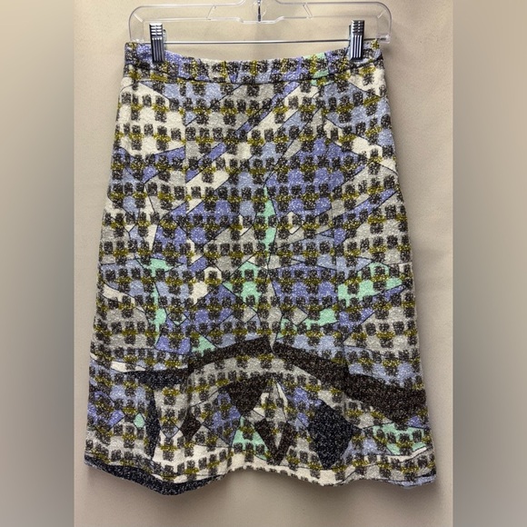 Etcetera Geo Design tweed wool blend women’s skirt front and back pleats size 2 - Picture 1 of 5